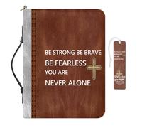 COEQINE Housses de Bible en cuir pour homme avec imprimé Be Strong Be Brave Be Fearless Your are Never Alone - Étui de transport pour homme - Étui de transport pour les amateurs de livres - Taille L