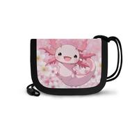 COEQINE Joli portefeuille Axolotl pour filles de 6 à 8 ans, porte-cartes, mini porte-monnaie avec lanière et accessoires de voyage, Fleur Axolotl Rose