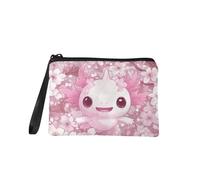 COEQINE Joli sac à main de Noël en forme de chat pour femme avec porte-clés en flanelle portable, Adorable animal axolotl, Pochette à monnaie