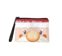 COEQINE Joli sac à main de Noël en forme de chat pour femme avec porte-clés en flanelle portable, Père Noël mignon, Pochette à monnaie
