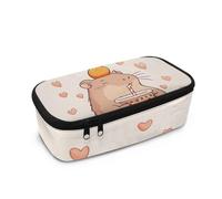 COEQINE Jolie trousse à crayons pour filles - Légère et spacieuse - Grande capacité - Sac de rangement pour papeterie - Rose, Kawaii Capy Boba Milk, Taille unique, Organiseur de sac