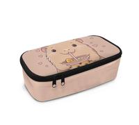 COEQINE Jolie trousse à crayons pour filles - Légère et spacieuse - Grande capacité - Sac de rangement pour papeterie - Rose, Pink Capybara Animal Boba Thé au lait, Taille unique, Organiseur de sac