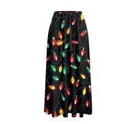 COEQINE Jupes longues pour femmes avec poches - Robes imprimées grande taille - Motif piano - Tenues d'automne 2025 - Tailles S à 2XL, Guirlande lumineuse, S