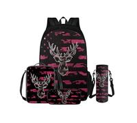 COEQINE Lightweihgt Sac à dos de voyage pour enfants de 3 à 4 ans avec porte-bouteille Motif drapeau américain Camouflage rose, Camouflage drapeau américain rose