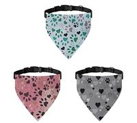COEQINE Lot de 3 écharpes bandanas pour chien pour l'été, légères et durables avec joli imprimé de pattes