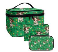 COEQINE Lot de 3 porte-rouges à lèvres verts pour sac à main, trousse de maquillage, trousse de toilette pour la Saint-Patrick, sac à main étanche, Vache mignonne pour la Saint-Patrick, Trousse de