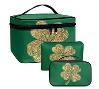 COEQINE Lot de 3 porte-rouges à lèvres verts pour sac à main, trousse de maquillage, trousse de toilette pour la Saint-Patrick, sac à main étanche, Fête de la Saint-Patrick, Dieu Feuilles, Trousse de