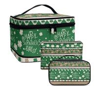 COEQINE Lot de 3 porte-rouges à lèvres verts pour sac à main, trousse de maquillage, trousse de toilette pour la Saint-Patrick, sac à main étanche, Fête de la Saint-Patrick Vert, Trousse de toilette
