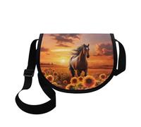 COEQINE Mini sac à dos pour filles, sac à main sur le thème des chevaux, sac à bandoulière avec poche zippée pour enfants de 8 à 12 ans, Sunset Brown Horse Tournesol