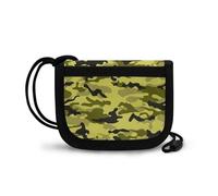 COEQINE Petit portefeuille à 3 volets pour homme avec fermeture éclair pour garçons de 8 à 10 ans avec lanière, Camouflage rouge.