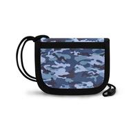 COEQINE Petit portefeuille à 3 volets pour homme avec fermeture éclair pour garçons de 8 à 10 ans avec lanière, Camouflage gris jaune