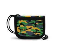 COEQINE Petit portefeuille à 3 volets pour homme avec fermeture éclair pour garçons de 8 à 10 ans avec lanière, Camouflage noir et blanc