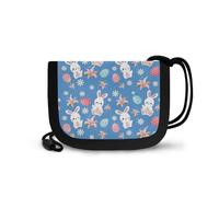 COEQINE Petit portefeuille pour petites filles de 6 à 8 ans avec cordon à suspendre autour du cou, anniversaire, rentrée scolaire, Lapin bleu bohème floral