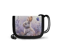 COEQINE Petit portefeuille pour petites filles de 6 à 8 ans avec cordon à suspendre autour du cou, anniversaire, rentrée scolaire, Lapin Papillon Violet