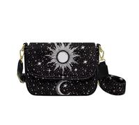 COEQINE Petit sac à main à bandoulière pour femme en cuir avec sangle et sangle - Cadeaux de festival, Moon Stars Goth