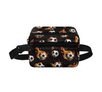 COEQINE Petit sac de Noël pour famille, fils, hommes, femmes, sac taille haute avec bandoulière, Ballon de football Cool Fire 3D, Sac à dos enfant