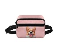 COEQINE Petit sac de Noël pour famille, fils, hommes, femmes, sac taille haute avec bandoulière, Chiens Corgi Rose, Sac à dos enfant