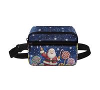 COEQINE Petit sac de Noël pour famille, fils, hommes, femmes, sac taille haute avec bandoulière, Cône de bonbons Père Noël, Sac à dos enfant