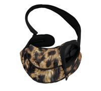 COEQINE Petit sac de transport pour chien, sac à bandoulière pour vélo, mains libres, imprimé léopard guépard, vue de face, sac à main à bandoulière avec crochet de sécurité Jungle Adventure