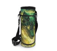 COEQINE Porte-bouteille isotherme pour enfants, sac de transport avec sangle pour filles, téléphone et clés, pochette en acier inoxydable, Green Wolf