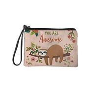 COEQINE Porte-monnaie pour femme avec fermeture éclair, petite pochette fourre-tout, sac à main, porte-cartes, Fleur paresseuse, Taille unique