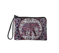 COEQINE Porte-monnaie pour femme avec fermeture éclair, petite pochette, mini sac fourre-tout, porte-cartes, organiseur, Mandala éléphant., Taille unique,