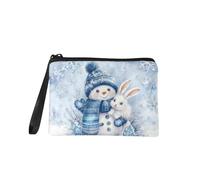 COEQINE Porte-monnaie pour femme - Petit portefeuille - Porte-cartes - Organisateur tendance et décontracté - Sac à main fourre-tout, Bonhomme de neige lapin bleu clair multicolore, Pochette à monnaie