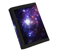 COEQINE Portefeuille à trois volets en forme de chat noir pour adolescents et garçons avec poche pour pièces de monnaie, accessoires de voyage, Motif ciel violet