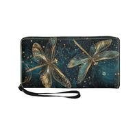 COEQINE Portefeuille cool pour homme en cuir PU souple avec porte-cartes fin et imperméable avec poignées de voyage pour lui, Libellule., Décontracté