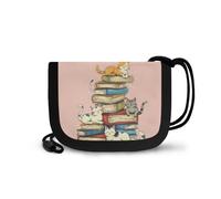 COEQINE Portefeuille de jeu pour enfants avec cartes de crédit pour filles, portefeuille rose pour petites filles, portefeuille à motif animal mignon avec lanière de sport, Livres sur les chats