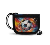 COEQINE Portefeuille de voyage pour garçons de 5 à 7 ans, petit portefeuille à trois volets antivol sous les vêtements pour vélo, Football coloré