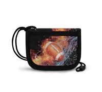 COEQINE Portefeuille de voyage pour garçons de 5 à 7 ans, petit portefeuille à trois volets antivol sous les vêtements pour vélo, Feu de rugby avec de l'eau