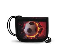 COEQINE Portefeuille de voyage pour garçons de 5 à 7 ans, petit portefeuille à trois volets antivol sous les vêtements pour vélo, Red Magma Soccer Cool