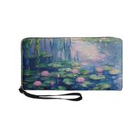 COEQINE Portefeuille en cuir pour femme avec dragonne et porte-cartes de visite pour femme, pochette pour téléphone portable, anniversaire, Nénuphar, Décontracté