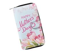 COEQINE Portefeuille en cuir rose avec imprimé chat mignon pour femme, cadeau d'anniversaire, sac à monnaie en cuir pour voyage, Happy Mother 'S Day