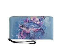 COEQINE Portefeuille esthétique en forme de tortue de mer avec support de téléphone pour femme en cuir souple pour femme pour pièces de monnaie, poche zippée, porte-cartes de visite, porte-monnaie