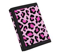 COEQINE Portefeuille fantaisie pour filles, portefeuille à trois volets pour filles de 10 à 12 ans pour petites filles, rose/léopard