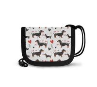COEQINE Portefeuille pour enfants de 4 à 5 ans avec lanière et fermeture éclair Motif animal mignon, Chien Wiener blanc