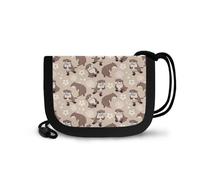 COEQINE Portefeuille pour enfants de 4 à 5 ans avec lanière et fermeture éclair Motif animal mignon, Petite fleur de loutre marron