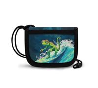 COEQINE Portefeuille pour enfants de 5 à 7 ans, motif dessin animé, vert, 3 volets, pour enfant de 8 à 10 ans, anniversaire, Caméléon Surf