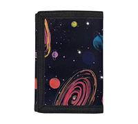 COEQINE Portefeuille pour garçon avec motif drapeau américain à trois volets grande capacité 9-18 ans, Planète noire