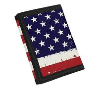 COEQINE Portefeuille pour garçon avec motif drapeau américain à trois volets grande capacité 9-18 ans, drapeau des états-unis, Américain