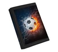 COEQINE Portefeuille pour garçon avec motif drapeau américain à trois volets grande capacité 9-18 ans, football