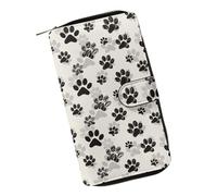 COEQINE Portefeuilles en cuir tendance pour femme, cadeau d'anniversaire, de Saint-Valentin pour épouse, Joli motif empreintes de pattes blanches et beiges
