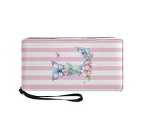 COEQINE Portefeuilles pour femme avec initiale papillon mignonne - Sac à main pour fête - Long sac à main pour femme, Initiale L Papillon, Décontracté