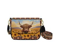 COEQINE Sac à bandoulière avec bandoulière pour femme, sac à main gothique pour maman, grand-mère, sac à main avec bandoulière, taille L, Tournesol Vache Highland Tribal