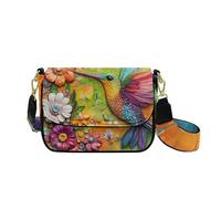 COEQINE Sac à bandoulière avec bandoulière pour femme, sac à main gothique pour maman, grand-mère, sac à main avec bandoulière, taille L, Imprimé oiseau arc-en-ciel sculpté