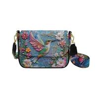 COEQINE Sac à bandoulière avec bandoulière pour femme, sac à main gothique pour maman, grand-mère, sac à main avec bandoulière, taille L, Imprimé colibri bleu sculpté