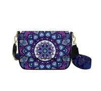 COEQINE Sac à bandoulière en cuir marron pour femme, sac à main fourre-tout, sac à main de voyage, sac à main décontracté, pochette à fermeture éclair, Mandala Boho Floral Violet
