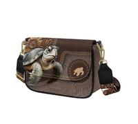 COEQINE Sac à bandoulière en cuir marron pour femme, Tortue